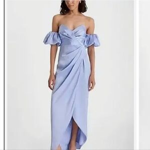 Elegant Off-Shoulder Satin Blue Express Dress (Prom/Wedding)